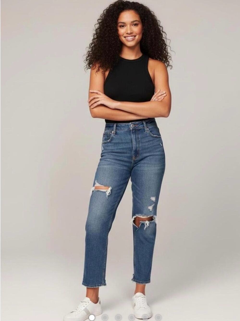 Abercrombie & Fitch Ankle Straight Ultra High Rise Jeans - Blue